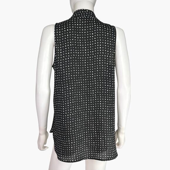 VINCE CAMUTO Abstract Polka Dot Sleeveless Blouse Top (Black/White | Size S) - Picture 4 of 6